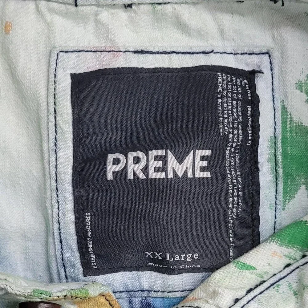 Preme Men’s XXL Tie‑Dye Button‑Up Denim Shirt Multi‑Color Cotton - Picture 2 of 5